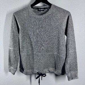 Karl Lagerfeld Paris Rebellious:  Sparkle Silver Metallic Knit Crewneck Pullover